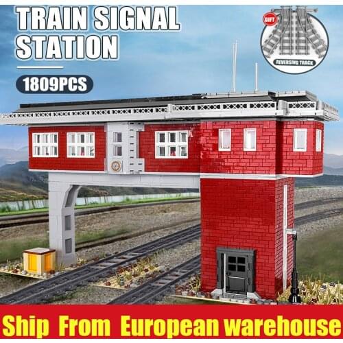 Mould King 12009 high-tech Car Toy The MOC Railway Signal Tower Set high-tech Train Model Building Blocks Bricks Christmas Gifts
