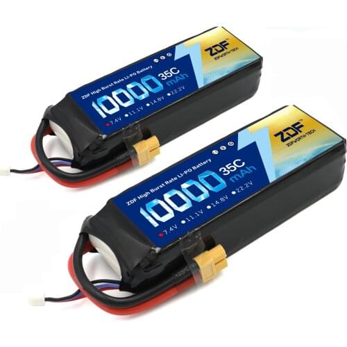 ZDF RC Lipo 2S 3S Battery 10000mAh 4S 5S 6S 7.4V 11.1V 14.8V 18.5V 22.2V 35C MAX 70C Drone XT60 T For RC Helicopter Airplane