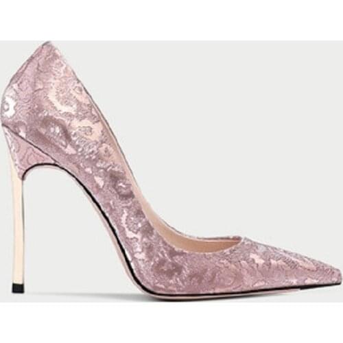 2021 spring new shallow mouth pointed toe single shoes banquet dress silk shoes large size small size bride wedding shoes women