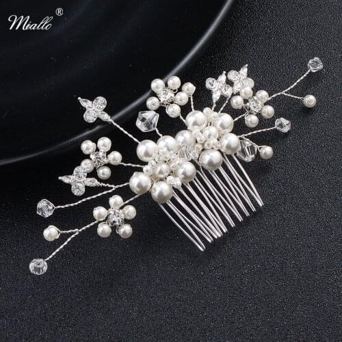 Miallo Fashion Women Hair Comb Clips Pearls Hair Pins Wedding Hair Jewelry Accessories Silver Color Bridal Headpiece Party Gifts