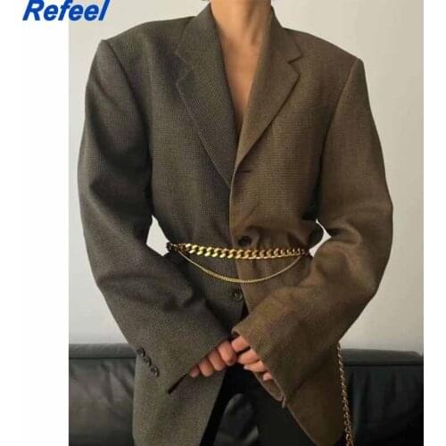 Autumn Winter High Quality Women Patchwork Chains Blazer Za Female Luxury Jacket Coat For Ladies Blusas