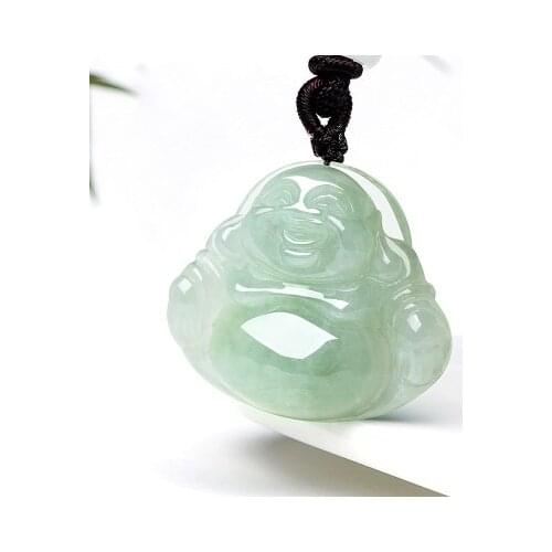 Zheru Jewelry Natural Burmese Jade A Light Color Happy Buddha Pendant Exquisite Jewelry Best Gift