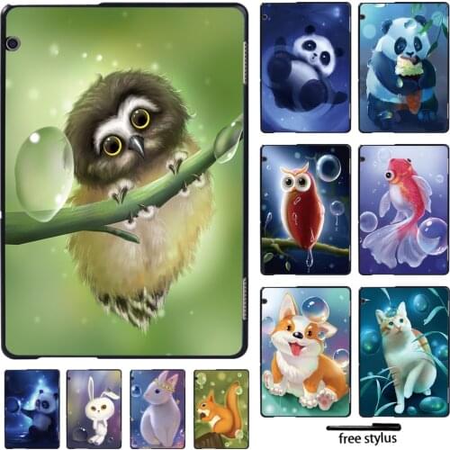 Tablet Hard Shell Case for Huawei MediaPad T3 8.0/T3 10 9.6"/MediaPad T5 10 10.1" Animal Pattern Case + Free Stylus