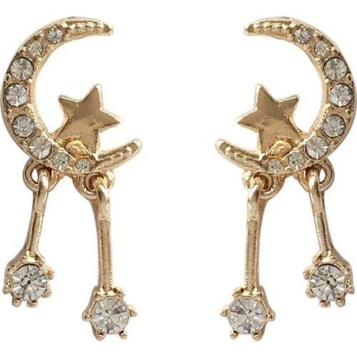 10 pair / lot fashion jewelry accessories new design gold metal star moon earrings