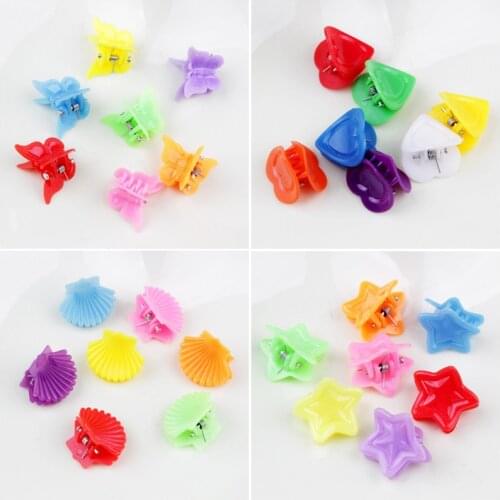 100PCS/Lot Korean Girls Kids Heart Hair Claw Butterfly Star Hair Clip Candy Color catch clip High Quality Hair Accessories