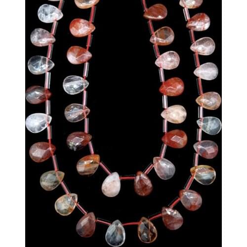 13x18m Natural Gemstone Quartz Hematoide Long Strand Teardrop Beads Faceted Amethyst Jewelry Making Supplies Yoga Energy Crystal