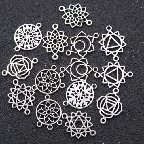 30 Pcs Mix 8 Styles Zinc Alloy Charm Porous Connector Retro Pendant DIY Handmade Jewelry Accessories