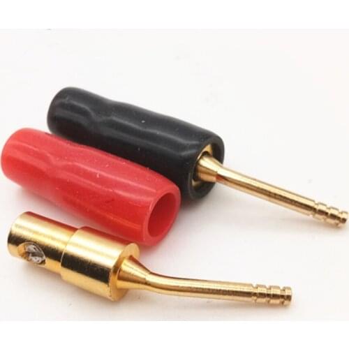 4pcs/lot 2MM Banana Plug 24K Gold Plated Copper speaker Cable Pin Angel Wire Screws Lock Connector + PVC rubber For Musical HiFi