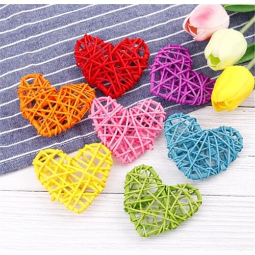 5pcs/set 7cm Colorful Cute Heart Rattan Ball Sepak Takraw DIY Ornament Birthday Home Party Wedding Decoration Gifts Supplies