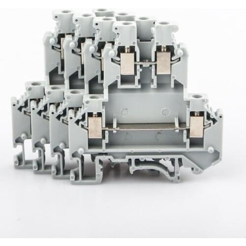 50 pcs Din Rail Terminal Block UKK-3 Din Rail Mount Screw Connection Electrical Double Levels Wire Conductor Distribution Block