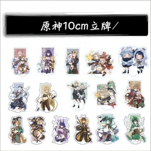 Anime Genshin Impact Barbara Gunnhildr Klee Raiden Shogun Acrylic Figure Stand Display Model Plate Cosplay Desktop Decor Gift