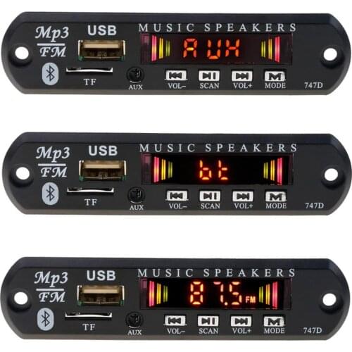 Bluetooth Car Kit 5V 12V Wireless FM Receiver Mp3 Player Decoder Board USB 3.5MM music Player DIY Car Speaker Modification