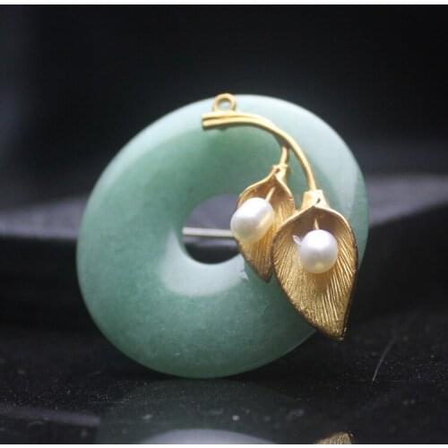 Korean designer natural stone donut pearl brooch pendant