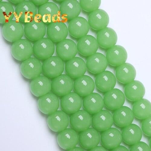 Natural Light Green Jades Stone Beads Round Loose Charm Beads For Jewelry Making DIY Bracelet Necklace For Women Accessories 8mm