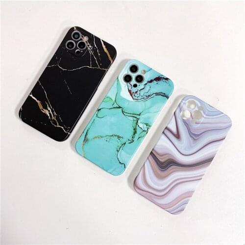 Stylish Black Marble Phone Case For iPhone 12 Mini 11 Pro XS MAX XR 7 6 8 Plus SE2020 Soft IMD Shockproof Back Cover Coque Gift