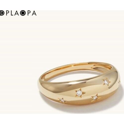 DPLAOPA 925 Sterling Silver Gold LA Dome CZ Zircon Star Ring Luxury Jewelry Screw Fine Jewelry Fashion Round Wedding Jewels