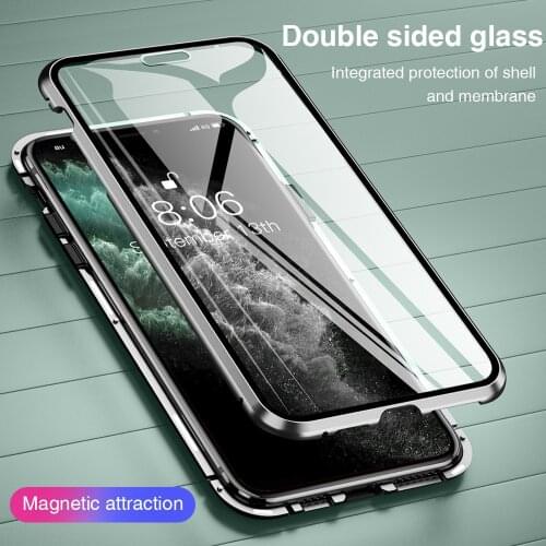 Double Side Magnetic Case for iPhone 12Pro MAX 11 XR XS X 8 7 6s Plus Coque Magnetic Glass Phone Cover for iPhone 12 Capa Shell