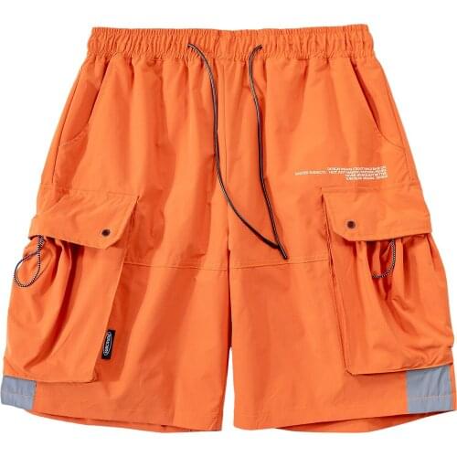 Baggy Pockets Joggers Hip Hop Harajuku Cargo Shorts 3M Reflective Short Pants Mens Oversized Casual Streetwear Trousers