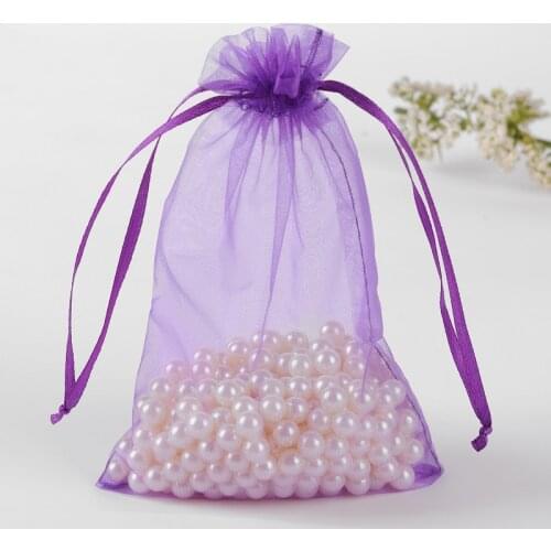 Purple Organza Bags 20x30cm 50pcs/Lot Large Drawstring Gift Pouch Bags For Wedding Christmas bolsas de regalo Can Be Custom Logo