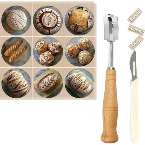 HOT SALE Bread Lame, Dough Scoring Knife Tool with 10 Replaceable Razor Blades and Leather Protective Cover