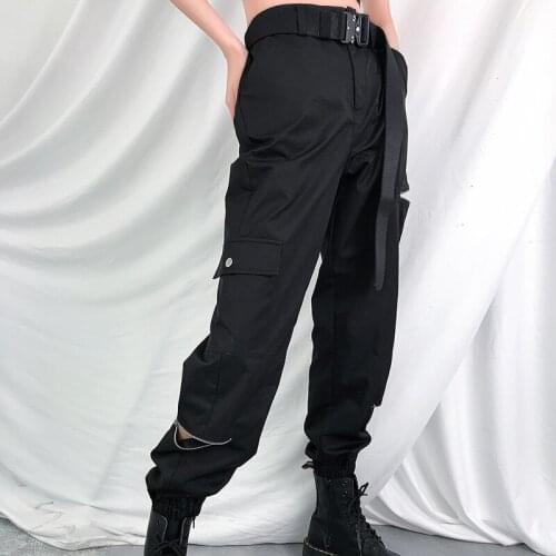 European and American explosions womens fashion trousers zipper multi-pocket BF overalls female trend street style