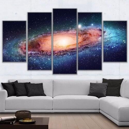 Creative Space Galaxy Beautiful Scape Five Pieces Canvas Printings Painting Home Wall Decor Framed Modern For Room Space Art
