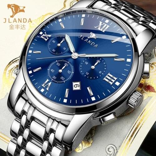 JLANDA Quartz Watch Casual Luxury Fashion Waterproof Luminous Atmosphere Date Sports Brand Steel Strap Clock Men Watches J6602