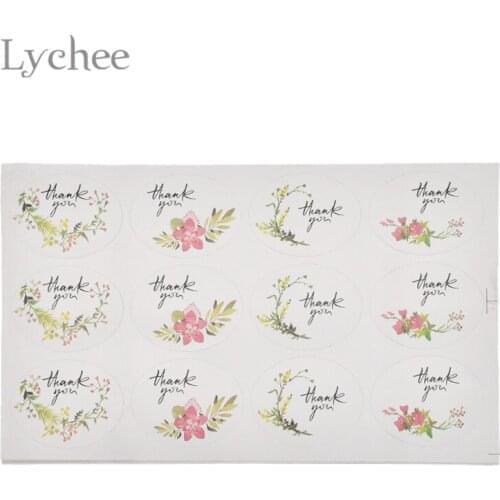 Lychee Life 600pcs Flower Thank You Labels Stickers Floral Gift Seal Sticker DIY Adhesive Decals Supplies