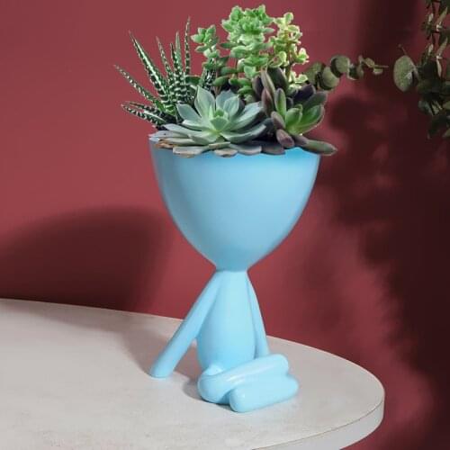 Nordic ins Minimalist Ceramic Abstract Vase Black Yellow Human Face Creative Display Room Decorative Figue Head Shape Small Pots