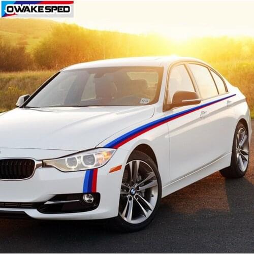 Performance Tricolor Stripes Car Door Waist Lines Sticker For BMW 1/2/3/4/5 series E90 F10 F20 F30 F45 F30 F33 M3 M4