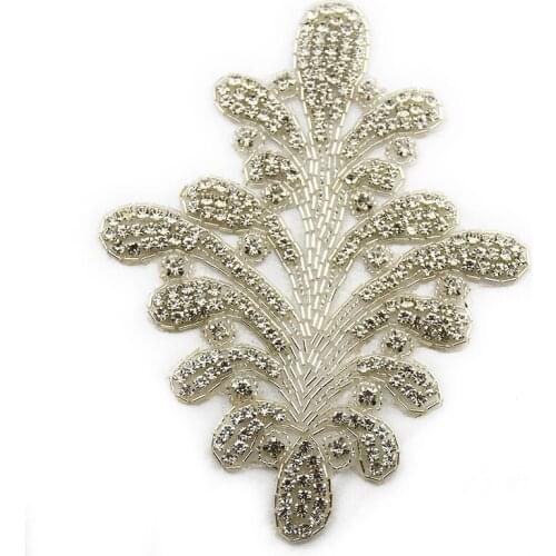 Iron-On New Crystal Bridal Beaded Sash Rhinestone Applique For Eedding Dresses WRA-1094