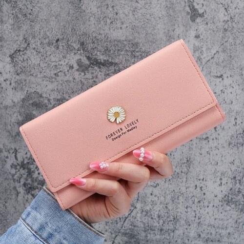 New Wallet Womens Long Large Capacity Simple Daisy Printing Clutch Phone Pocket Brand Luxury Coin Credit Card Holder Purse