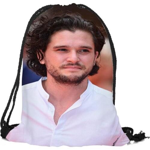 New Fashion Custom Backpacks Kit Harington Printed Drawstring Bags softback Women Girls School Backpack