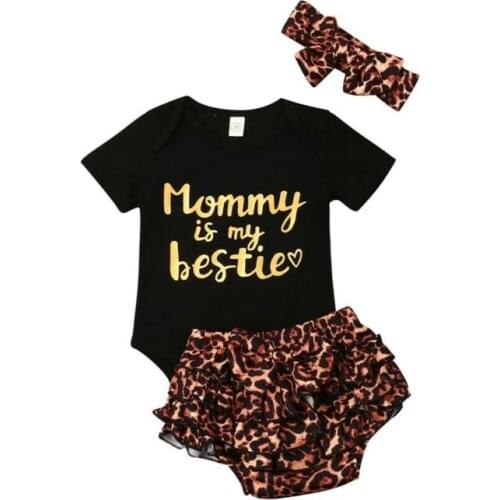 Newborn Baby Girls Mommy is my Bestie Top Romper Short Pant Skirt Outfit Clothes 2Pcs