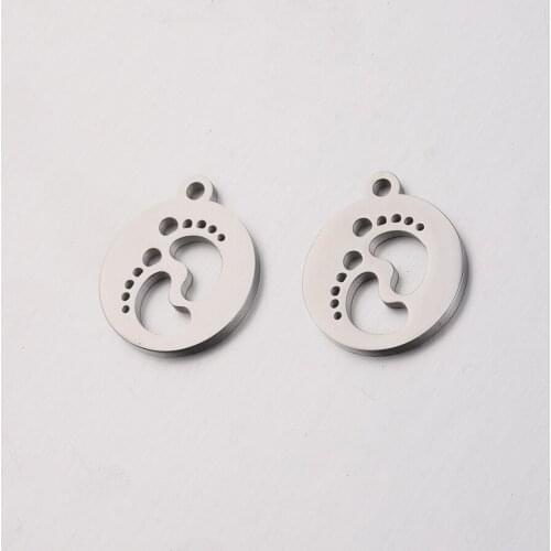 20pc 15*17.5mm Steel Color Stainless steel Hollow Baby Foot Charm For Necklace/Bracelet DIY Women Handmade Jewelry Making
