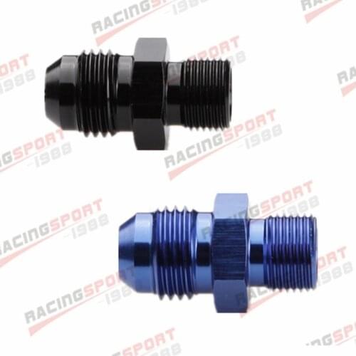 Straight Aluminum AN-6 6AN To 1/4'' NPT Pipe Fuel Oil Air Fitting Adapter Blue/Black