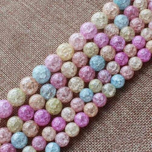 Multi-Color Crackle Quartzs 8-14mm Round Loose Beads 15"/38cm, For DIY Jewelry making ,We provide mixed wholesale for all items