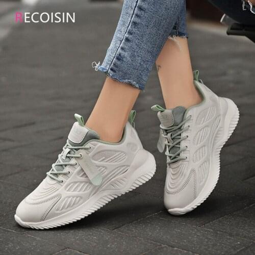 RECOISIN New 2021 Fashion Sneakers Women High Quality Flats Shoes For Women Lace-Up Basket Femme Trainers Shoes zapatillas mujer