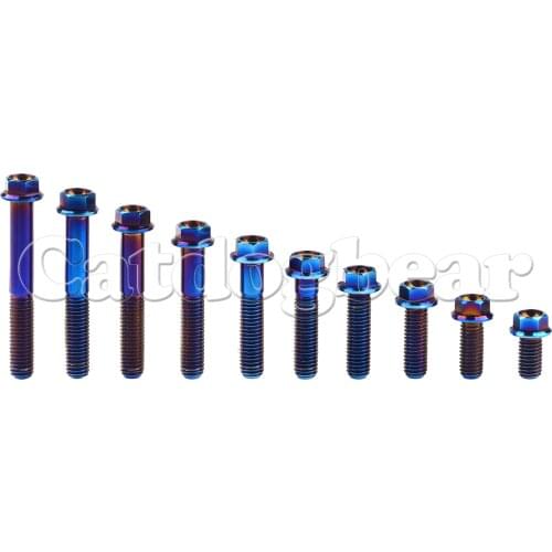Catdogbear Titanium Bolts M8x 15 20 25 30 35 40 45 50 55 60 65mm Hex Head Flange Bolt Motorcycle Disc Brake Screw