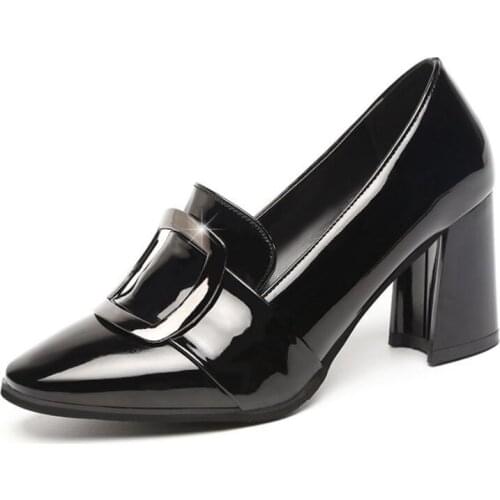 2021 New Spring Autumn Designer Women Casual Elegant High-Heeled Shoes Ladies Sexy Patent Leather Thick Heels Pumps Talons Femme