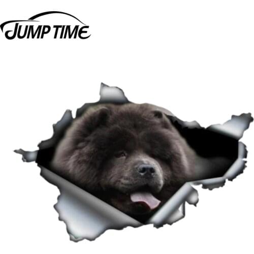 Jump Time 13cm x 8.7cm Chow Chow sticker Torn Metal Decal Wild Animal Funny Car Stickers Window Bumper 3D Car Styling