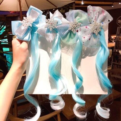 Yuxic Cute Bow Wig Kids Hairclips Snow Glitter Stars Girls Hair Pins Fashion Children Headwear Party Hair Accessories Children