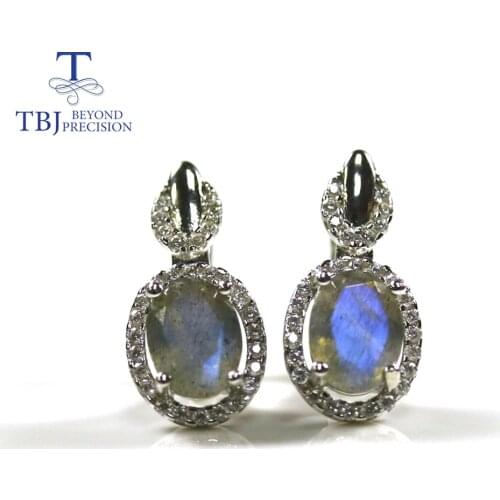 Labradorite earrings natural gemstone with 925 Sterling Silver Fine Jewelry For girl Women nice gift tbj promotion