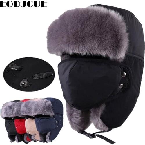 Winter Bomber Hat Russian Ushanka Hat Men Ear Flaps Cap Protect Warm Thicken Bomber Hat For Women Ear Protection Bonnet Cap