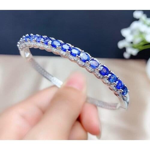 100% Natural and Real Sapphire Bangle 925 sterling silver For the Party