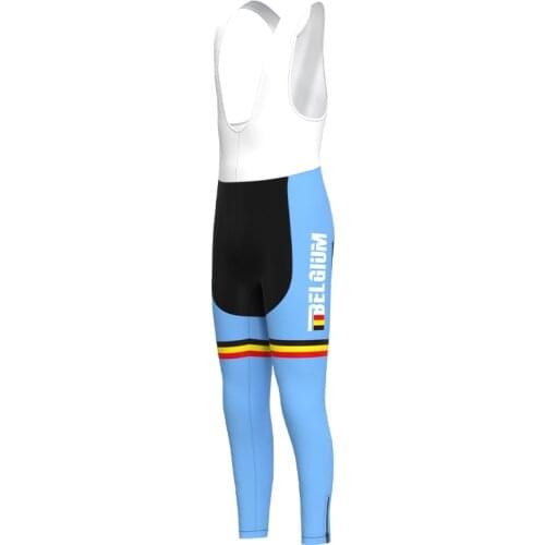 2013 Racing Belgium Team Retro Man Blue Cycling Trousers Triathlon Mtb Bike Skinsuit Pants Gel Pad Pantalón ciclismo hombre