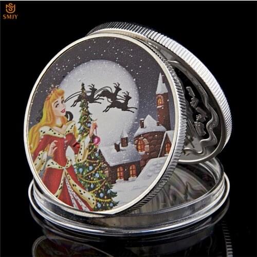 2018 Beautiful Lucky Christmas Princess Cartoon Silver Plated Commemorative Coin For Christmas Gifts And Tree Decorations