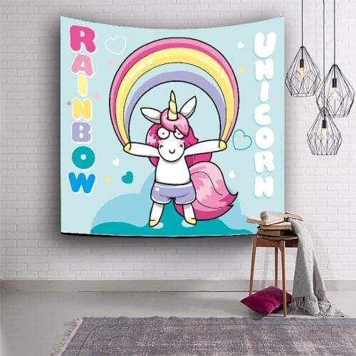 3D Digital Printing Cute Animal Unicorn Wall Carpet For Kids Girls Room Home Decoration Cartoon Sweet Unicorn Tapestry T85