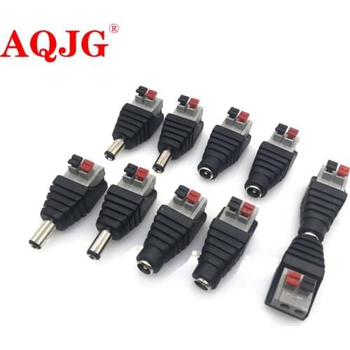 5pcs DC Male +5 pcs DC Female connector 2.1*5.5mm DC Power Jack Adapter Plug Connector for 3528/5050/5730 single color led strip