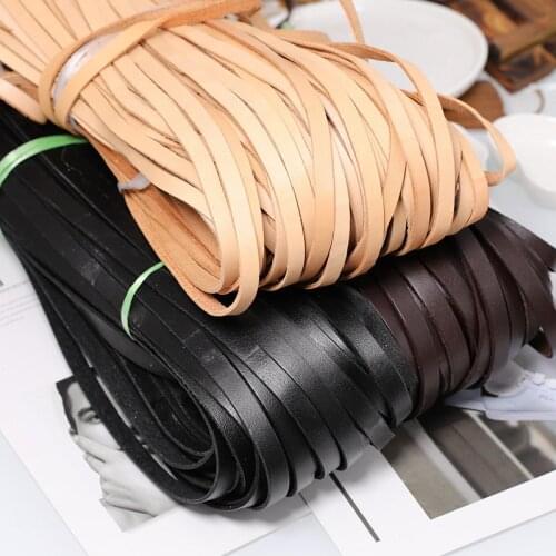 5M diy leather craft cowhide belt black brown flat leather rope braided leather rope bracelet necklace handmade jewelry accessor